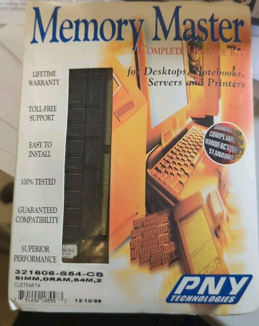 New Memory Master Complete Upgrade Kit PNY Technologies Dimm 32mb Pc100 SDRAM