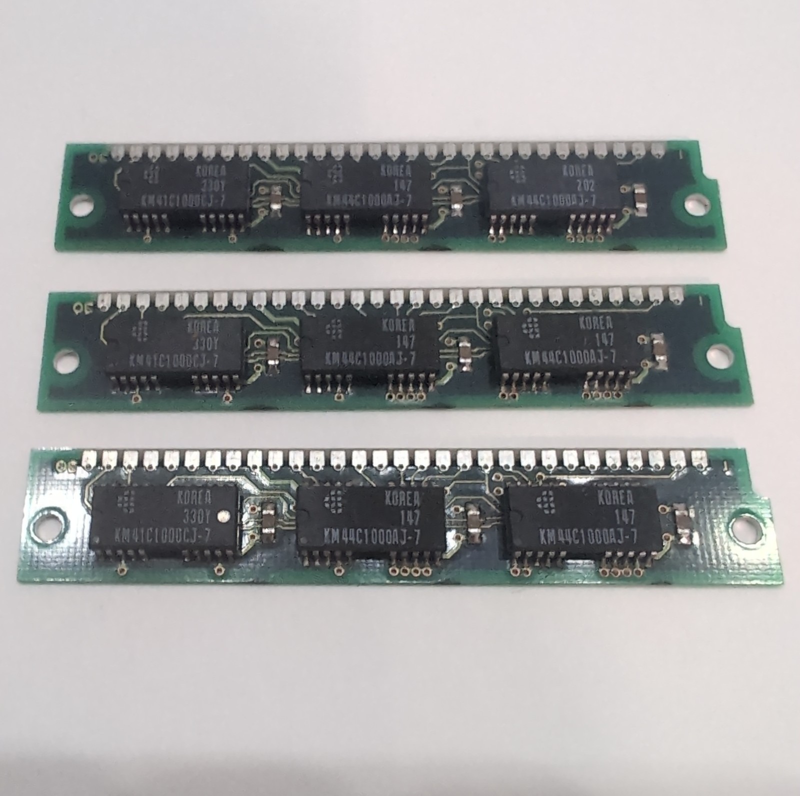 3x 1MB 30-Pin SIMM 3-chip Parity 70ns FPM 1Mx9 Memory 3MB RAM Samsung Vintage PC