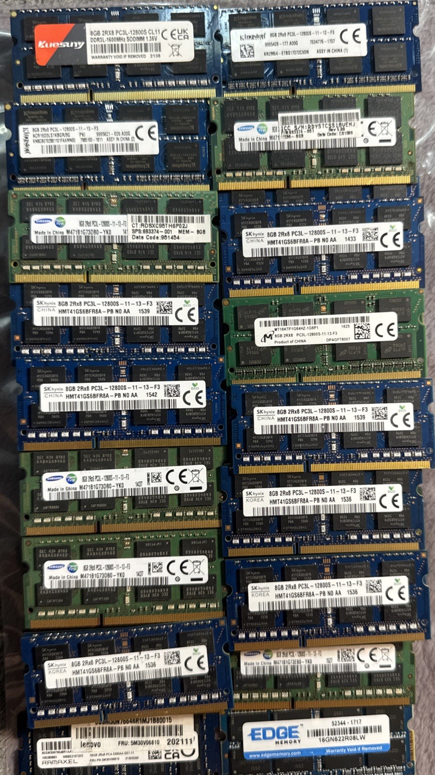 Lot of 79 Mixed Brands SK hynix 8GB HMT41GS6BFR8A-PB N0 AA SODIMM PC3L