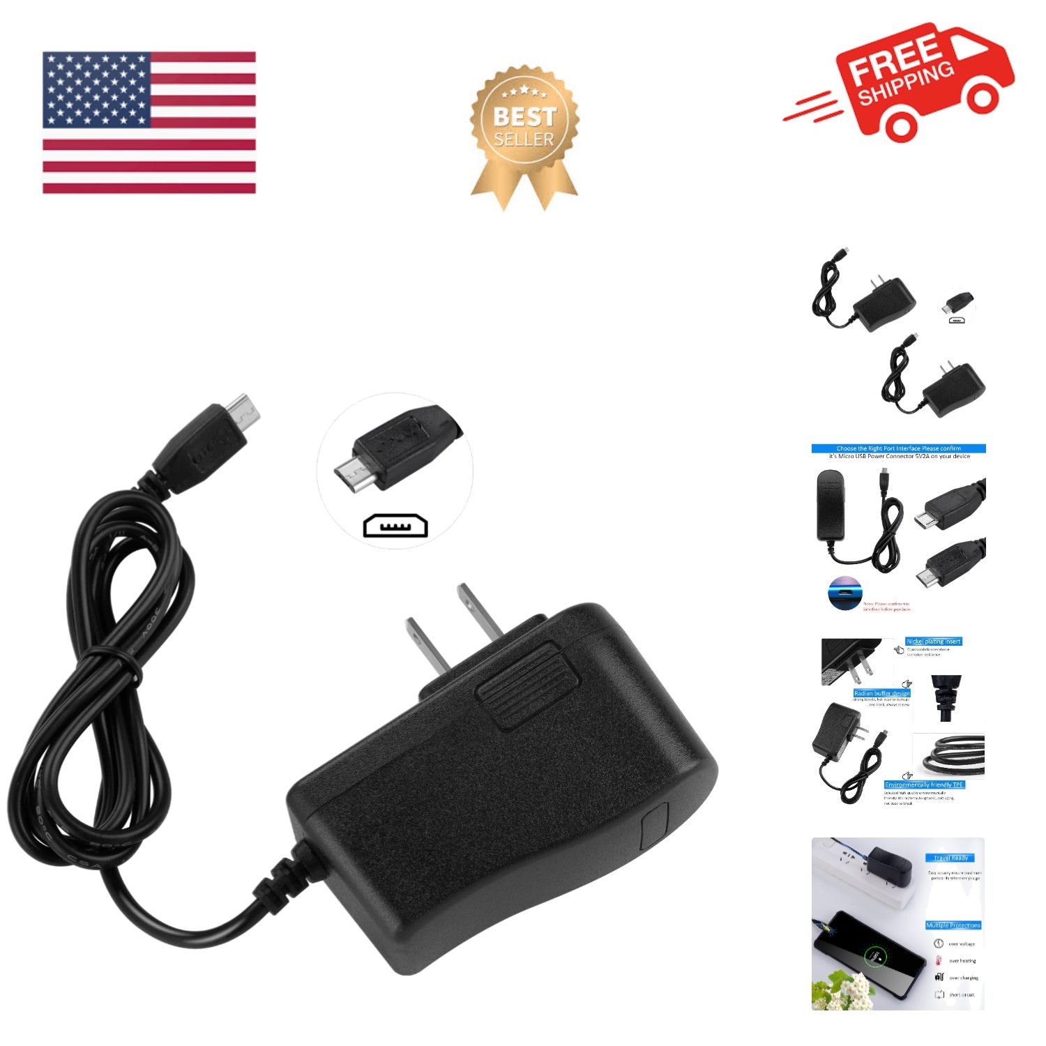 Universal 5V 2A Micro USB Power Adapter – Reliable and Portable Charging