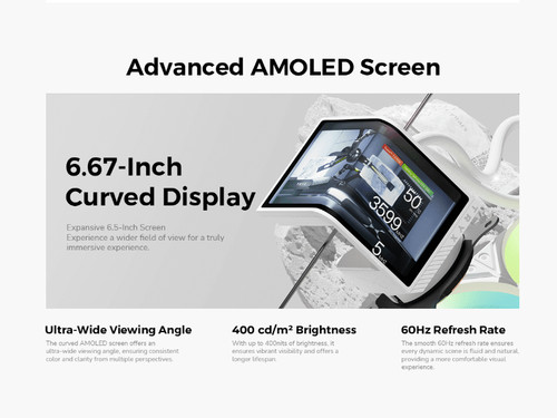 TRYX PANORAMA SE ARGB 240mm White All In One Liquid CPU Cooler 6.67-inch AMOLED.