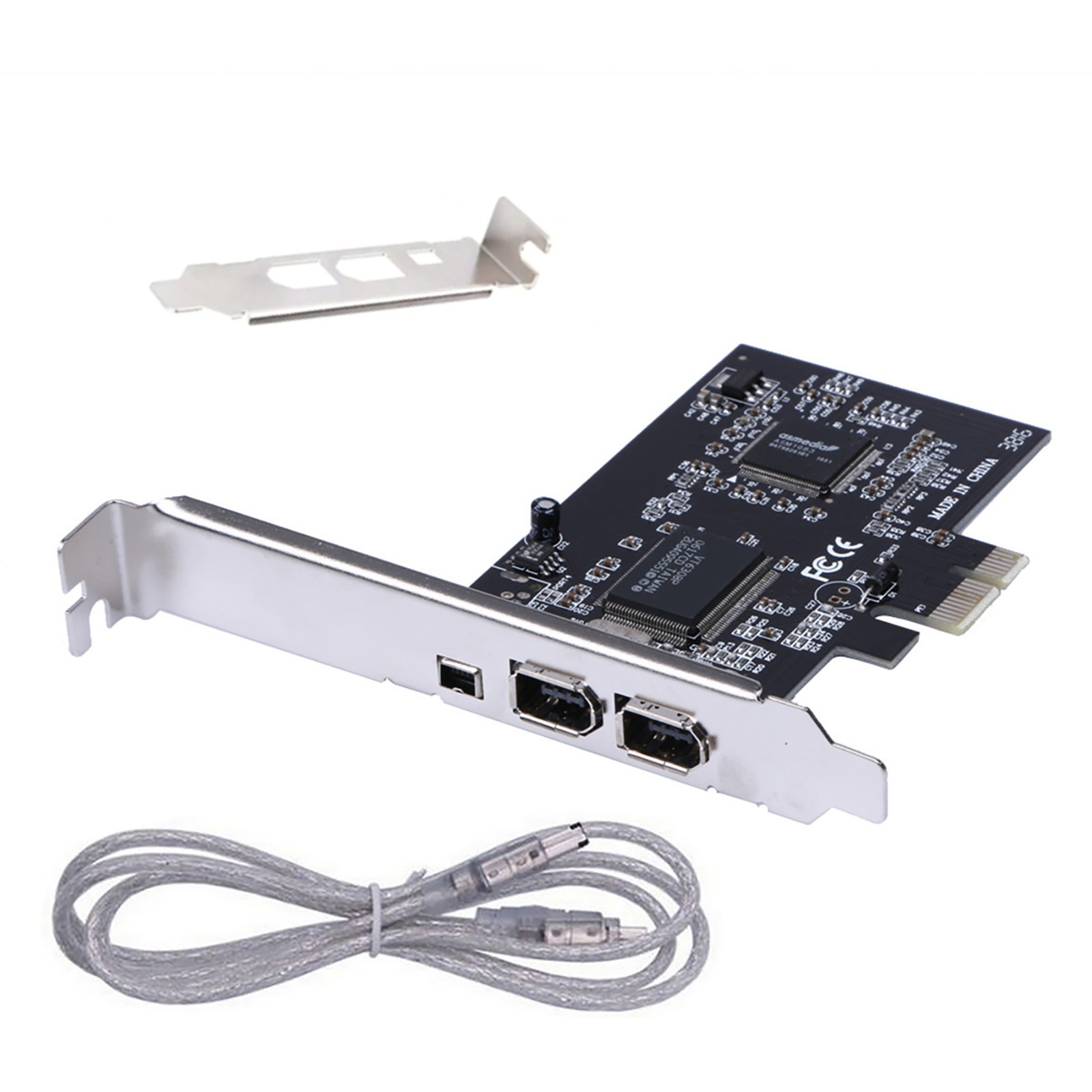 Silver+Black 3 Ports 1394A Expansion Card Accessories With Low Profile Bracket