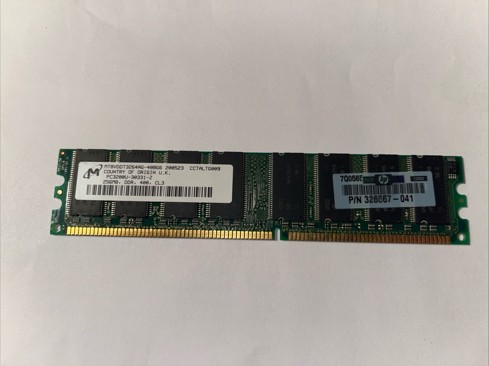 256MB Memory HP #326667-041 PC3200 DDR 400 SDRAM CL3 Dimm Ram Hewlitt Packard