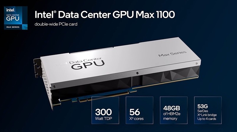 Used Intel Data Center Max 1100 48GB HBM2e 300W 1228.8 GB/s PCIe5 x16 GPU