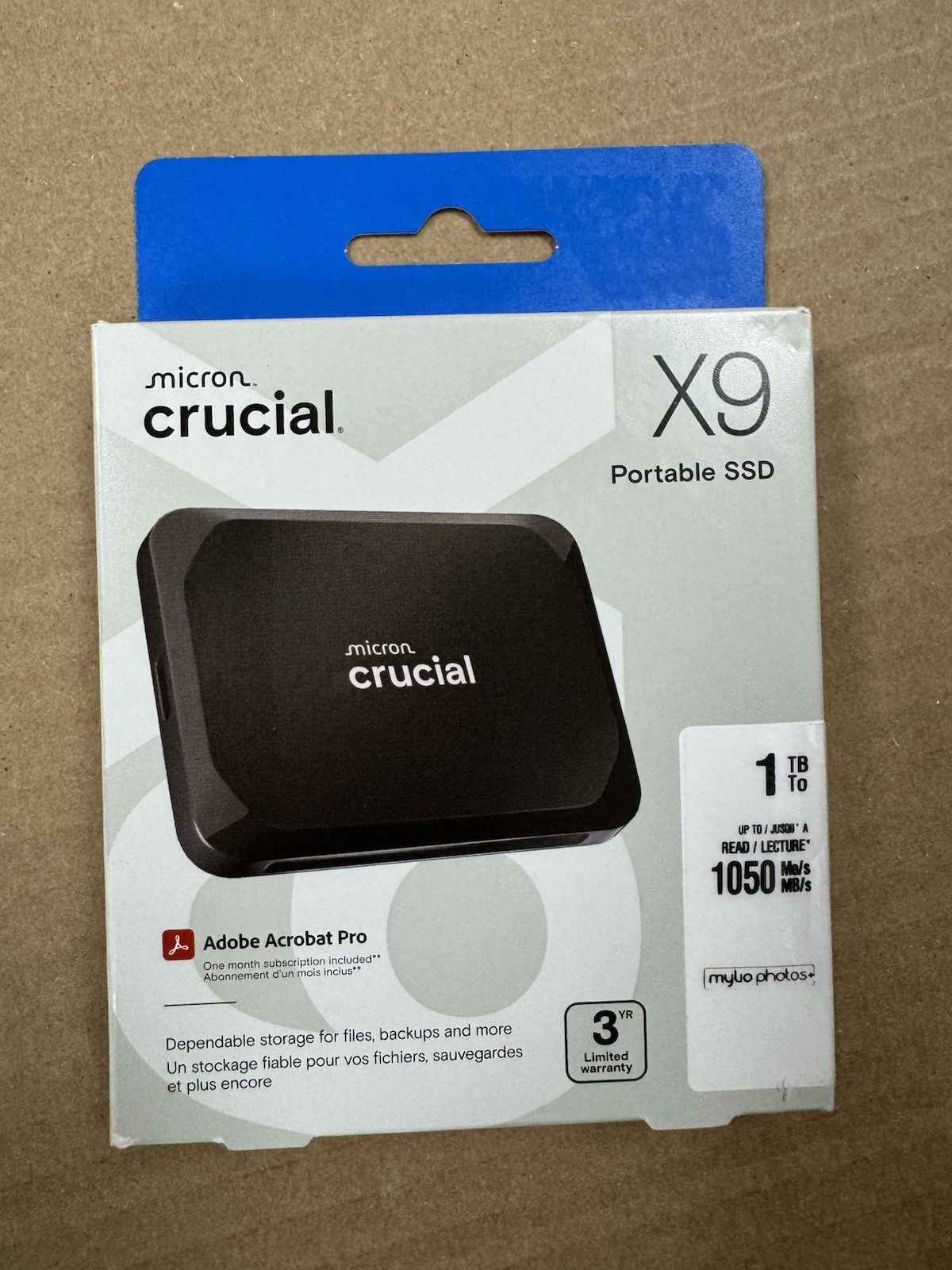 Crucial X9 1 TB Portable Solid State Drive – External CT1000X9SSD9 1050MB/s-