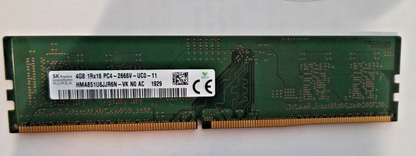 SK Hynix 4GB 1Rx16 PC4 2666V-HMA851U6JJR6N-VK NO HP P/N 933274-001 DESKTOP RAM