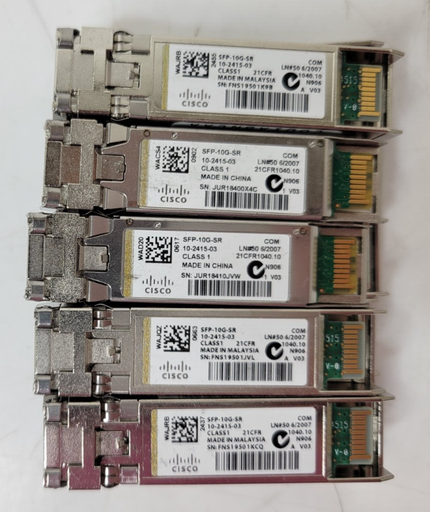 Lot of (10) Cisco SFP-10G-SR 10 Gigabit SFP+ Transceivers 850nm 10-2415-03