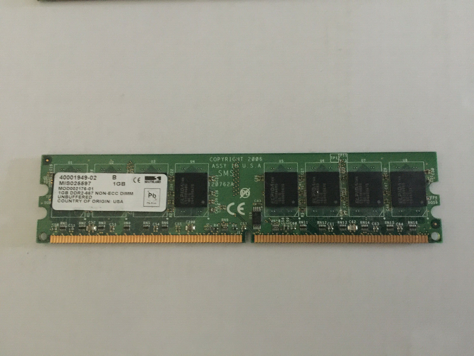 Southland Memory Module 1GB DDR2-667 NON-ECC DIMM Unbuffered Made in USA