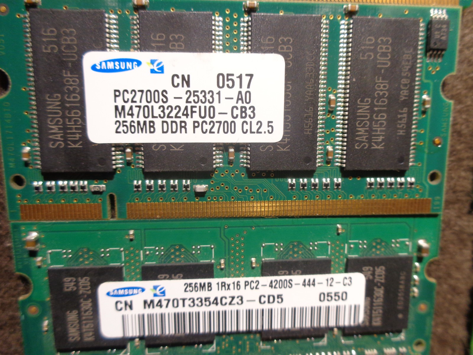 6 X 256 MB DDR Ram Memory