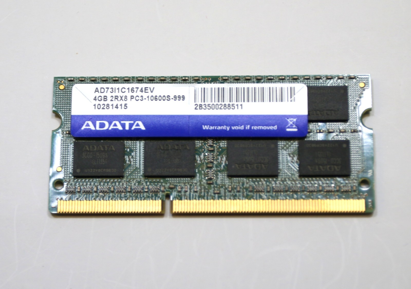 ADATA PC3-10600S-999 4GB DDR3 SDRAM Laptop Memory (AD73I1C1674EV)