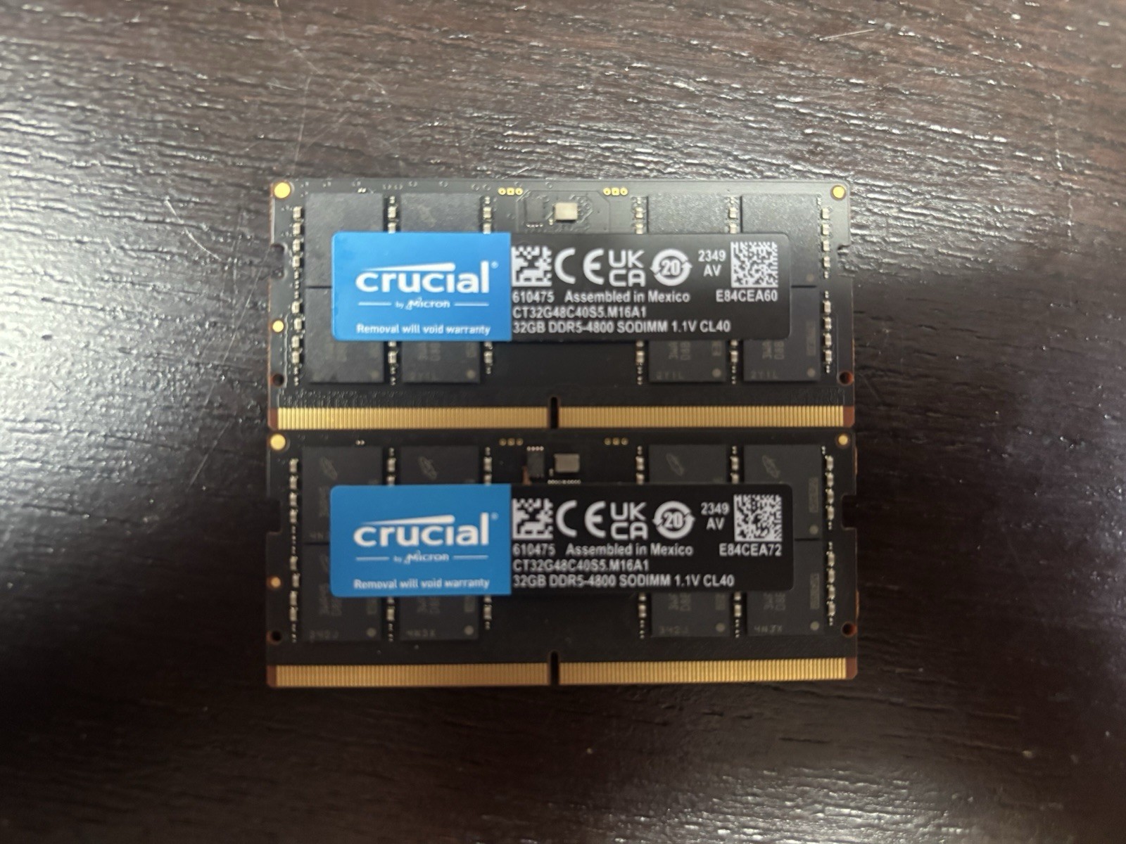 Crucial CT32G48C40s5.m16a1 32 GB DDR5-4800 SODIMM CL40