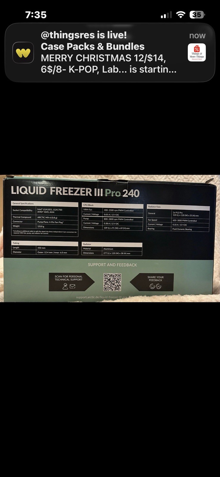 Arctic Liquid Freezer III Pro 240 AIO CPU Cooler Water Cooling Black ACFRE00178A