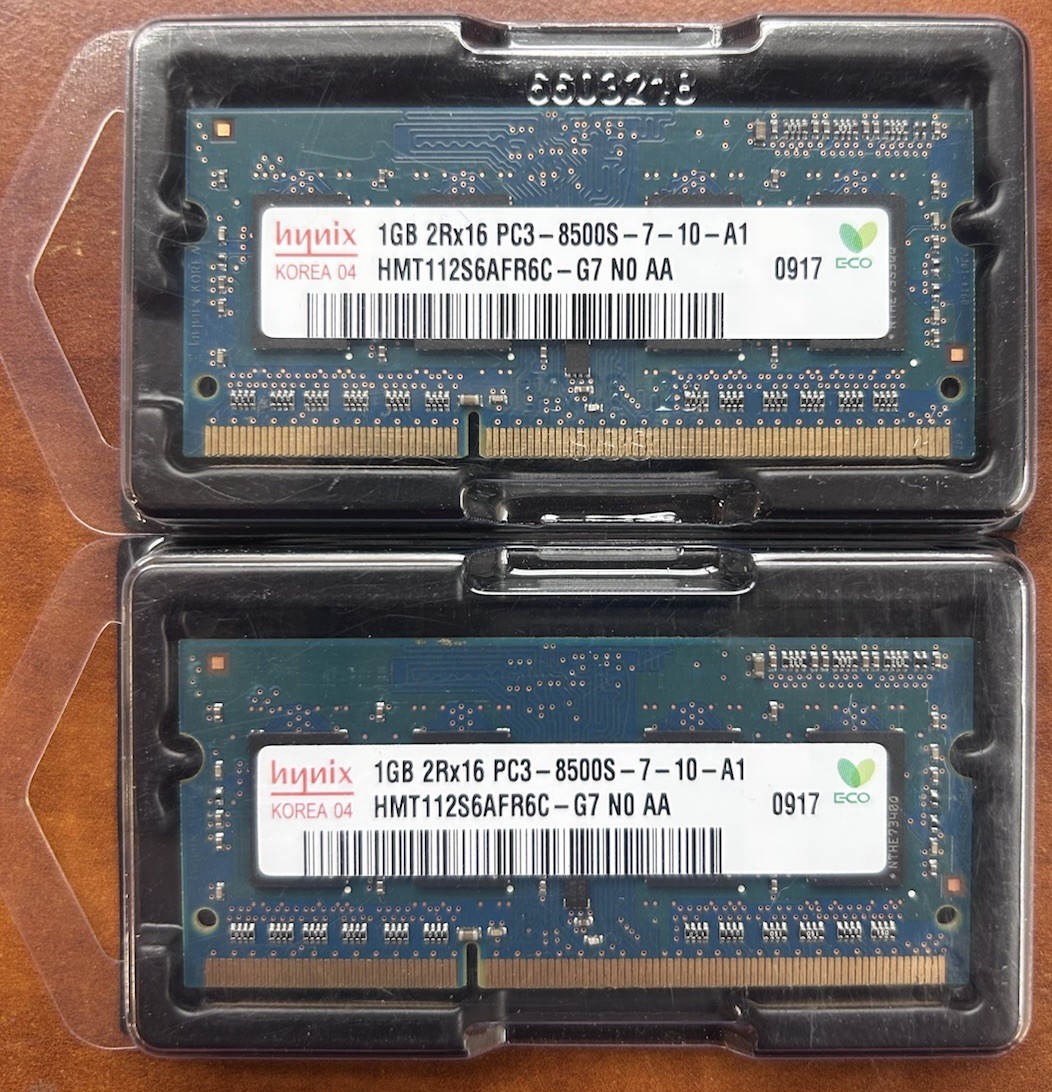 Hynix 1GB 2Rx16 PC3-8500S 7-10-A1 HMT112S6AFR6C Apple Mac or PC RAM (PACK OF 2)