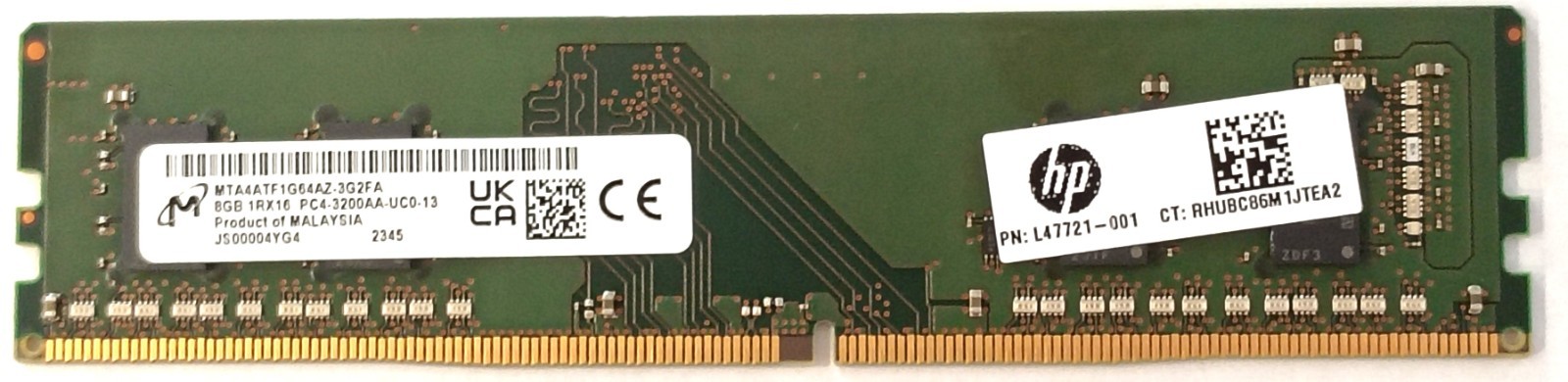 Micron HP OEM 8GB 1Rx8 PC4-3200AA-UC0-13 HP L47721-001 Desktop Memory