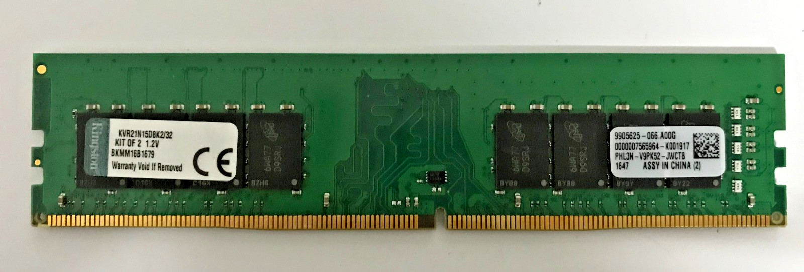 KINGSTON 16GB (1x16GB) DDR4 KVR21N15D8K2/32 PC4-2133 DIMM KIT OF 2 #R2791