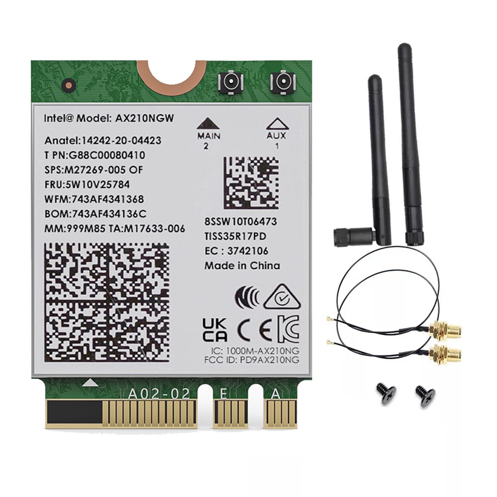 WiFi 6E Card Intel AX210NGW 5400Mbps Tri-Band Network Adapter Bluetooth 5.3