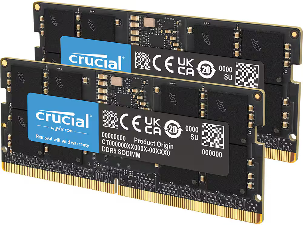 Crucial – 64GB Kit (2x32GB) DDR5 5600MHz C46 SODIMM Laptop Memory – Black