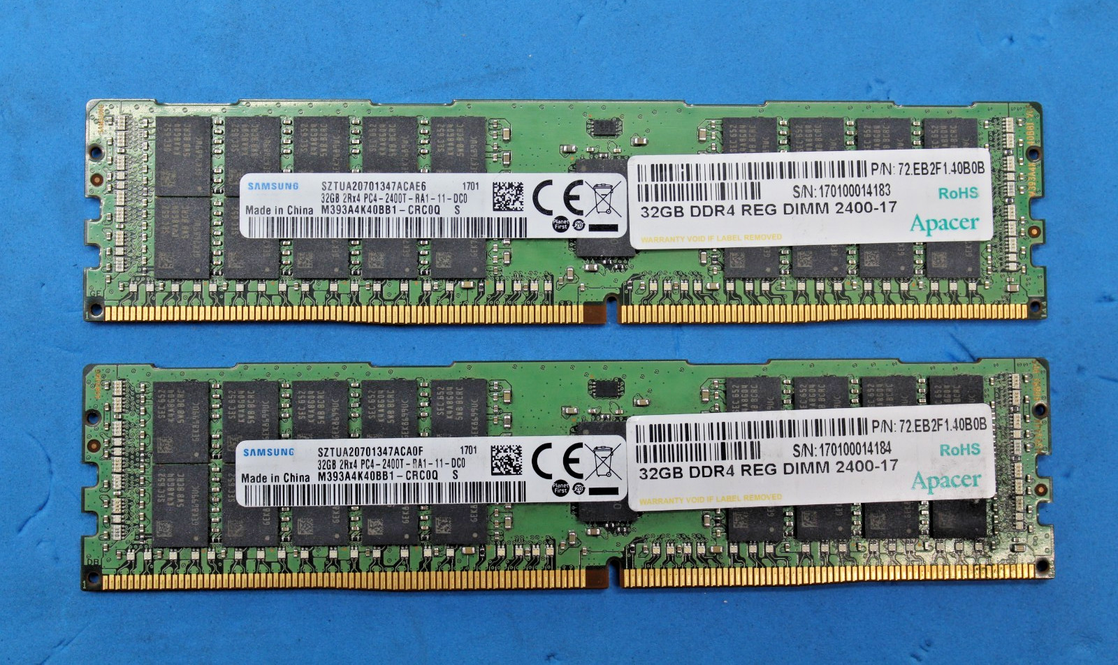 Samsung 64GB (2x32GB) DDR4 SDRAM PC4-2400T ECC Reg RDIMM 288-Pin M393A4K40BB1 T9