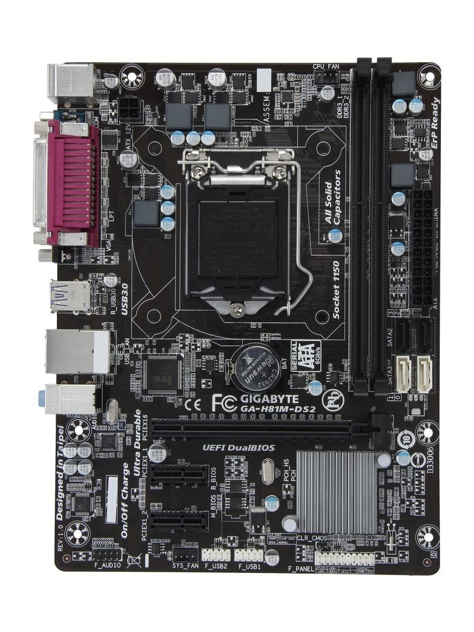 GIGABYTE GA-H81M-DS2 LGA 1150 Intel H81 SATA 6Gb/s Micro ATX Intel Motherboard