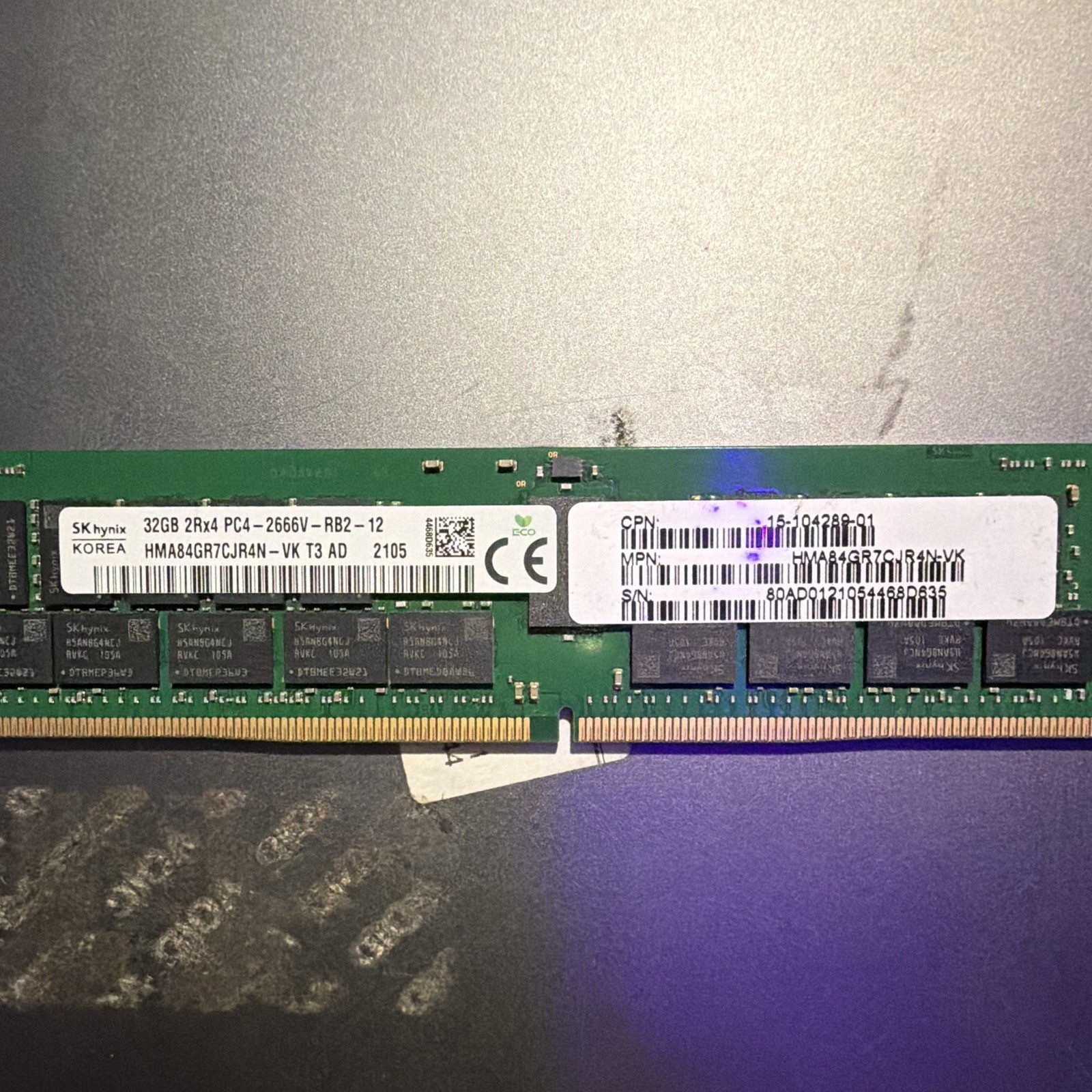 Lot of 4 SK hynix 32GB DDR4-2666V ECC Registered RDIMM 288-Pin HMA84GR7CJR4N-VK