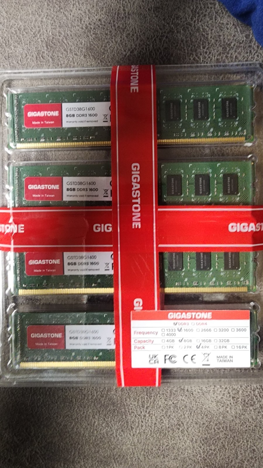 Gigastone 32GB DIMM 1600MHz DDR3 SDRAM Memory 8GB x 4