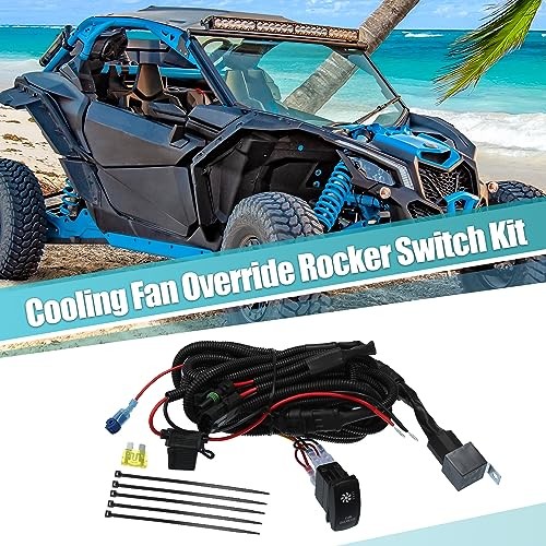 Radiator Fan Connector Switch Kit with Relay LED Rocker Switch Cooling Wiring