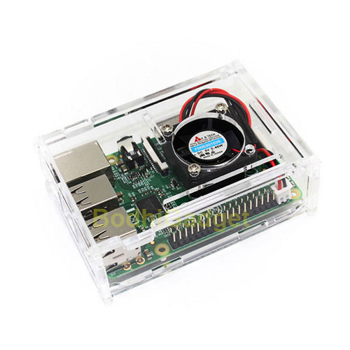 Raspberry Pi 2 3 Model Raspberry Pi B+ Clear Case Enclosure Box + Cooling Fan