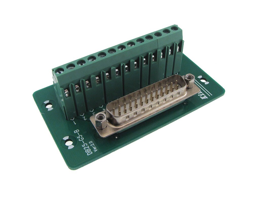 DB25 Male Signals Breakout Board Screw terminals vertical