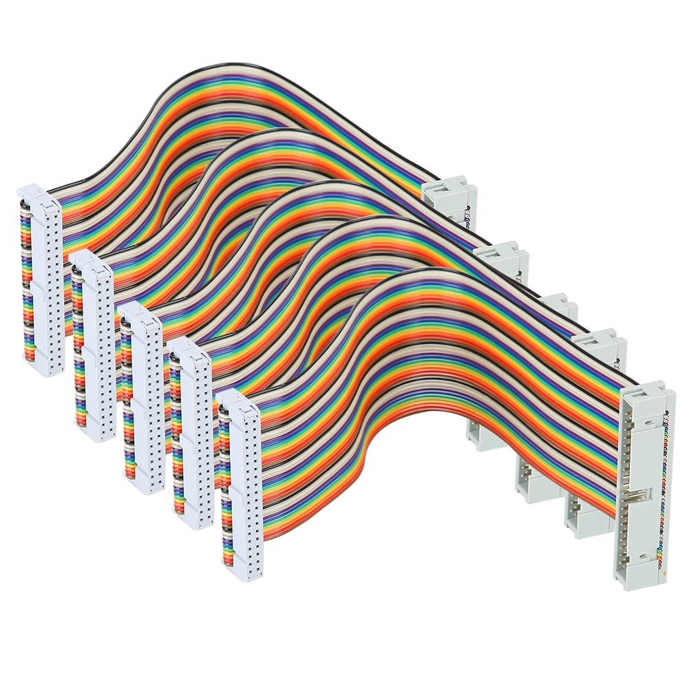 GPIO Ribbon Cable 40 Pin Male to Female Jumper Wire 5 Pack 20cm