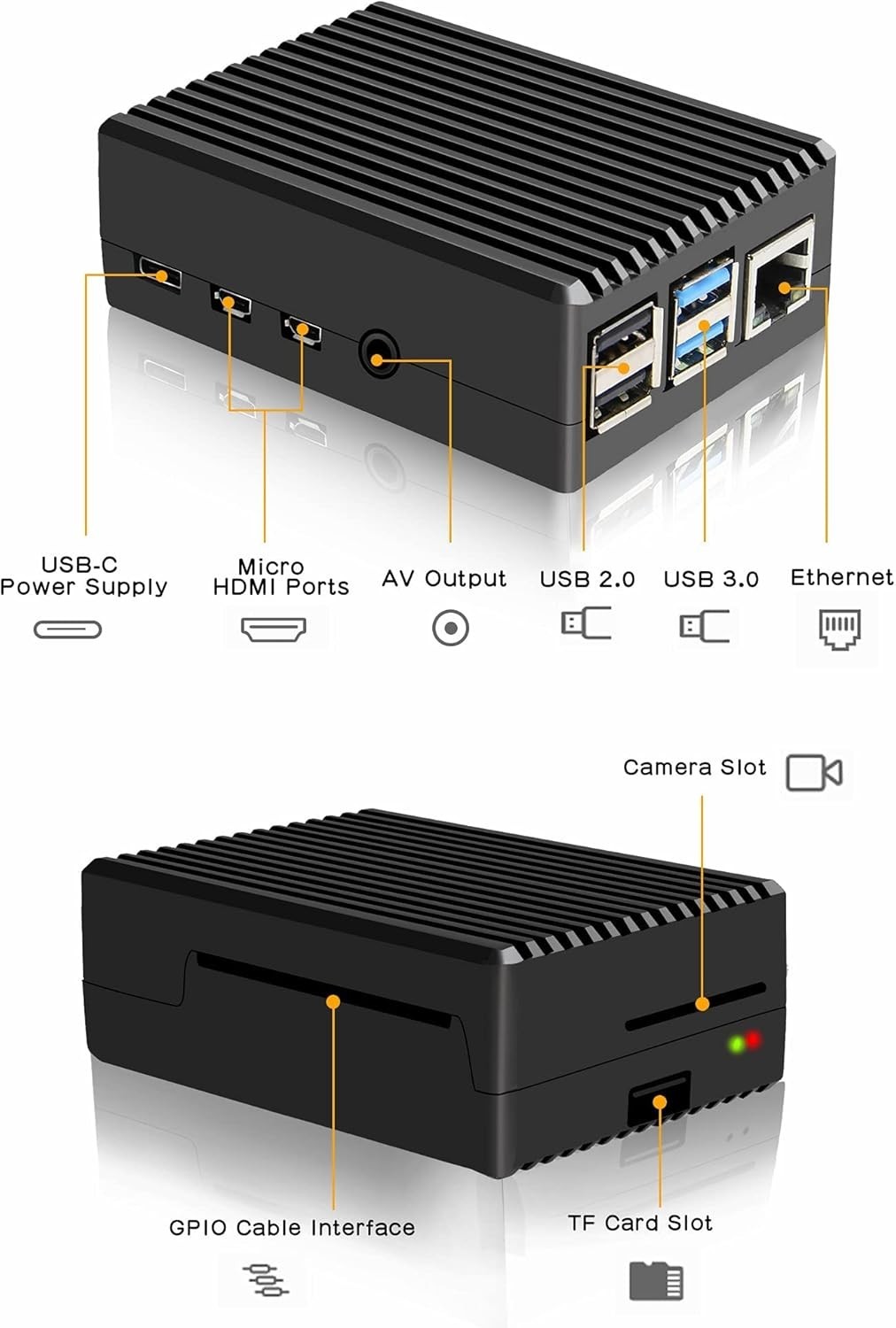 Durable Aluminum Passive Cooling Case for Raspberry Pi 4 Model B – Easy Access