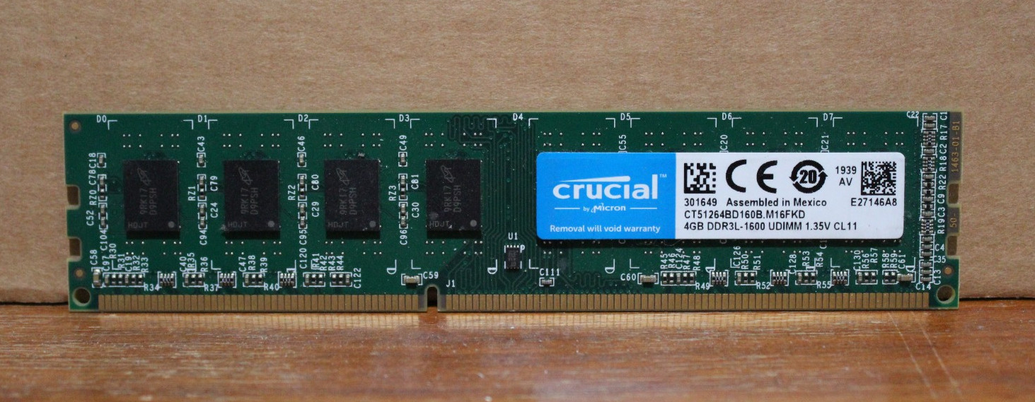 Crucial 4GB PC3-12800 DDR3L 1600MHz 1.35V CT51264BD160B CL11 240-Pin DIMM