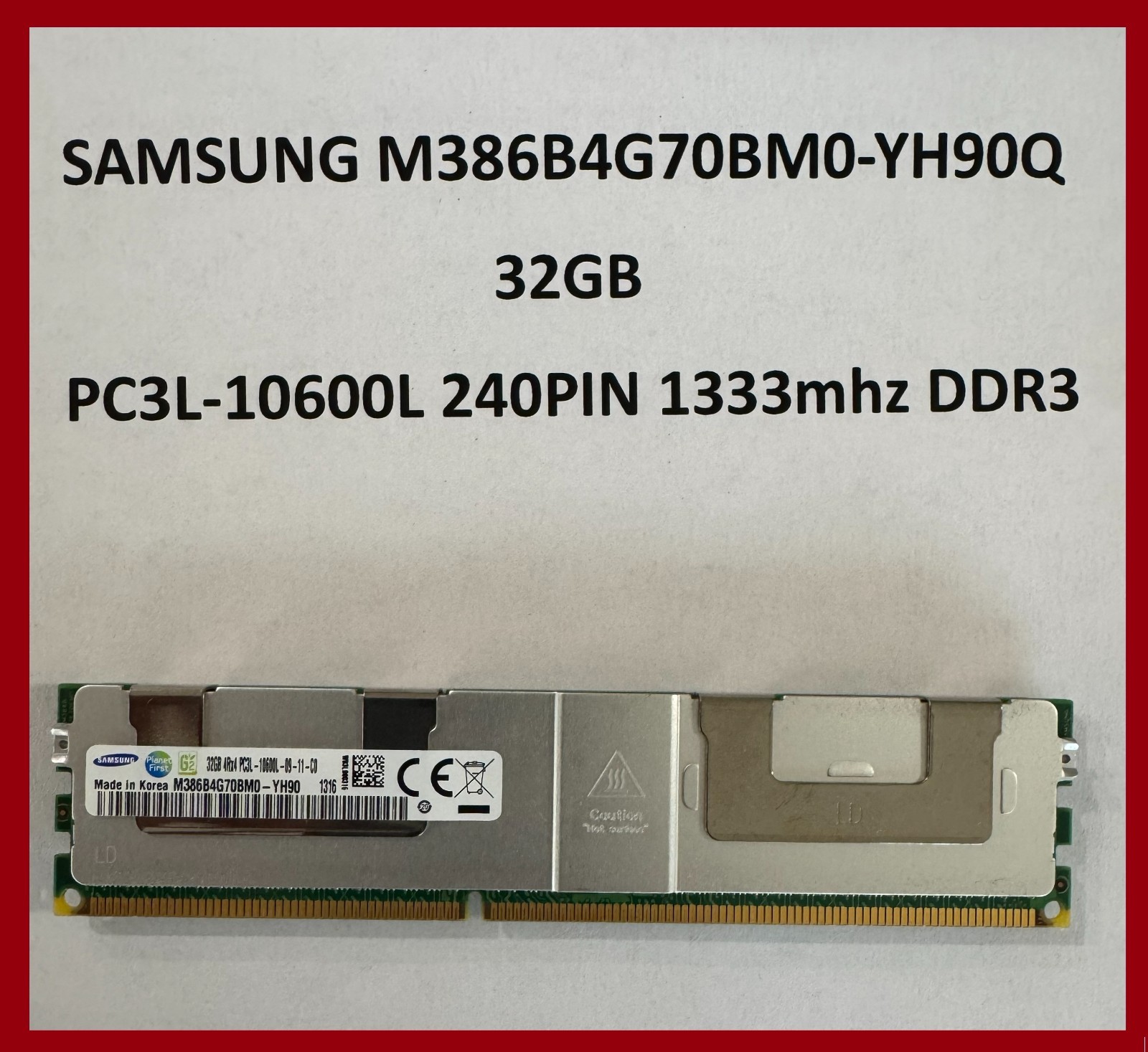 M386B4G70BM0-YH90Q Samsung 32GB DDR3 LR Load Reduced ECC PC3-10600 1333Mhz 4Rx