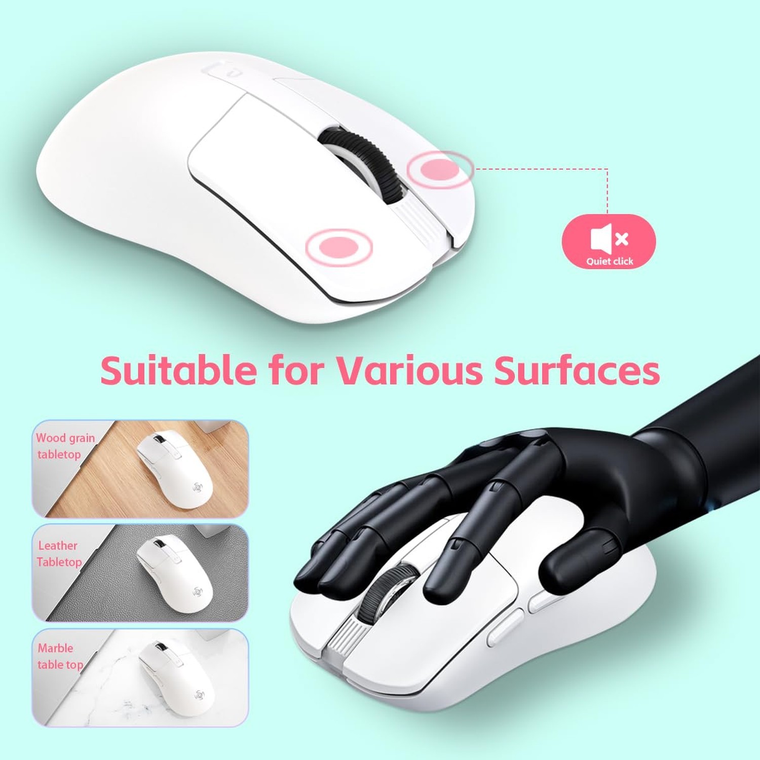 Wireless Keyboard Mouse Combo, Full Size Colorful Round Keycaps Bluetooth Key…