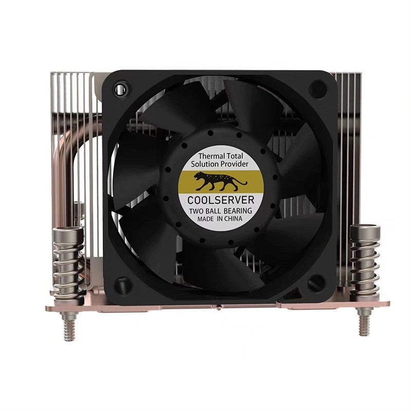 New LGA1700 2U Server CPU Cooler Side Blow 2 Heatpipe Vapor Chamber PWM Fan