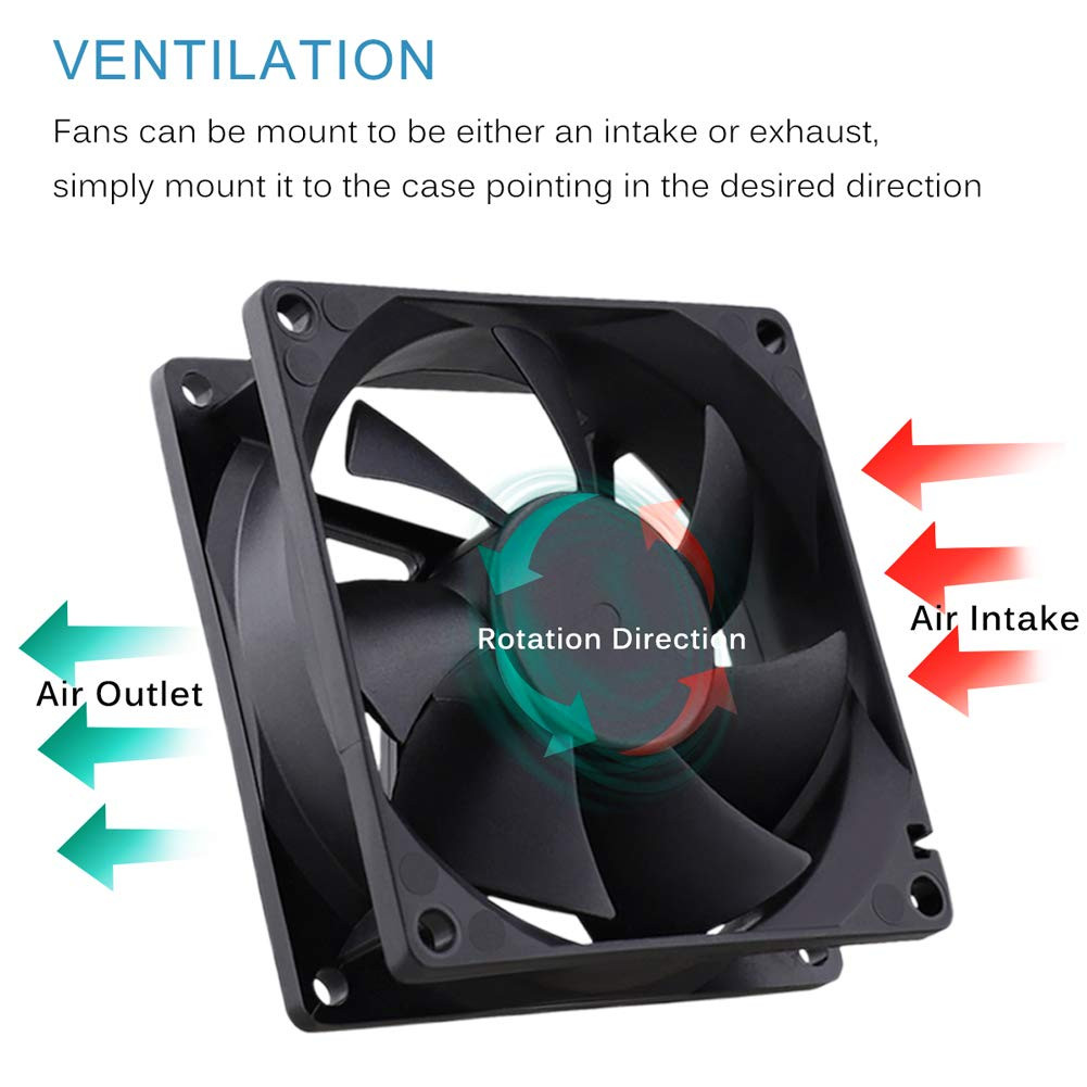 GDSTIME 4500RPM 8Cm 80Mm X 80Mm X 25Mm 12V Big Airflow High Speed Dual Ball Bear