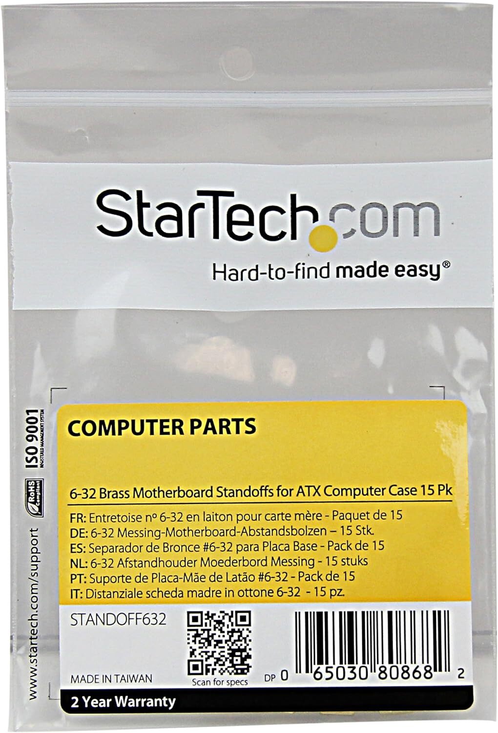 Soportes De Placa Base De Laton 6-32 Para Pc Atx 15 Piezas Taa