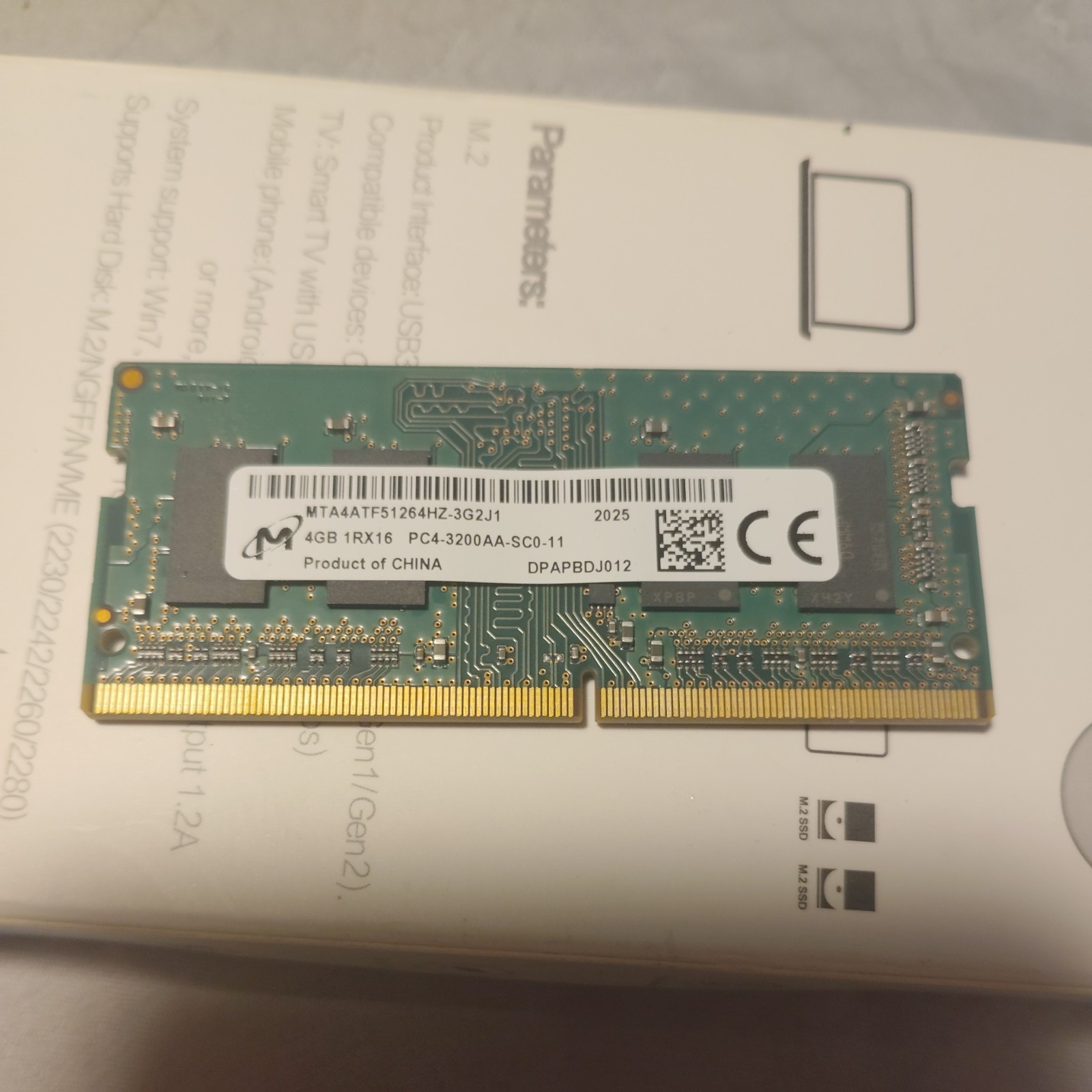 MTA4ATF51264HZ-3G2J1 GENUINE MICRON LAPTOP MEMORY 4GB PC4-3200AA (CA69)