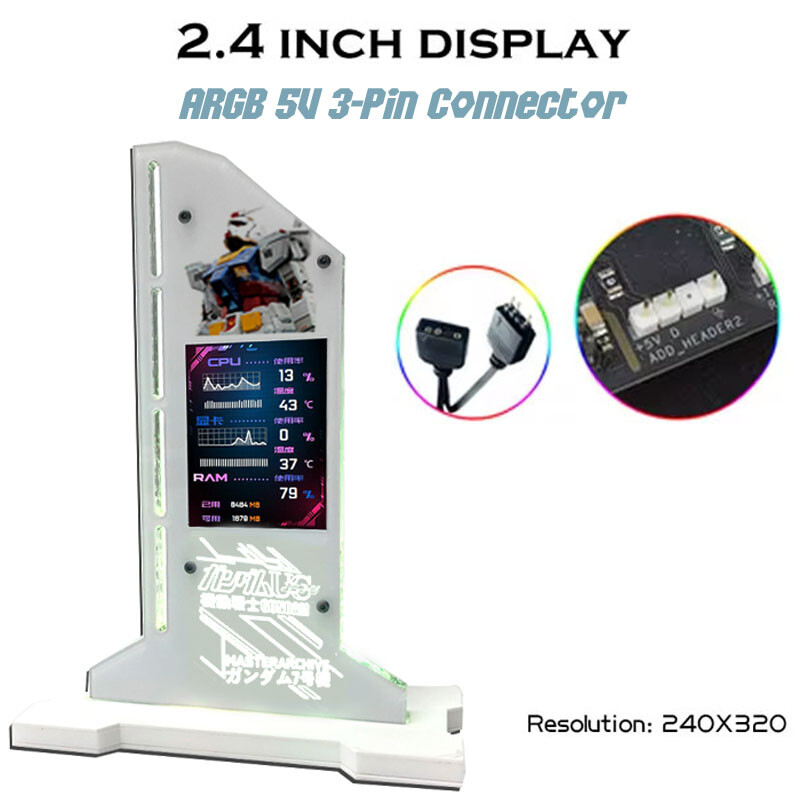 Custom Your Picture GPU Bracket VGA Holder 2.4″ LCD RGB CPU GPU RAM Monitor