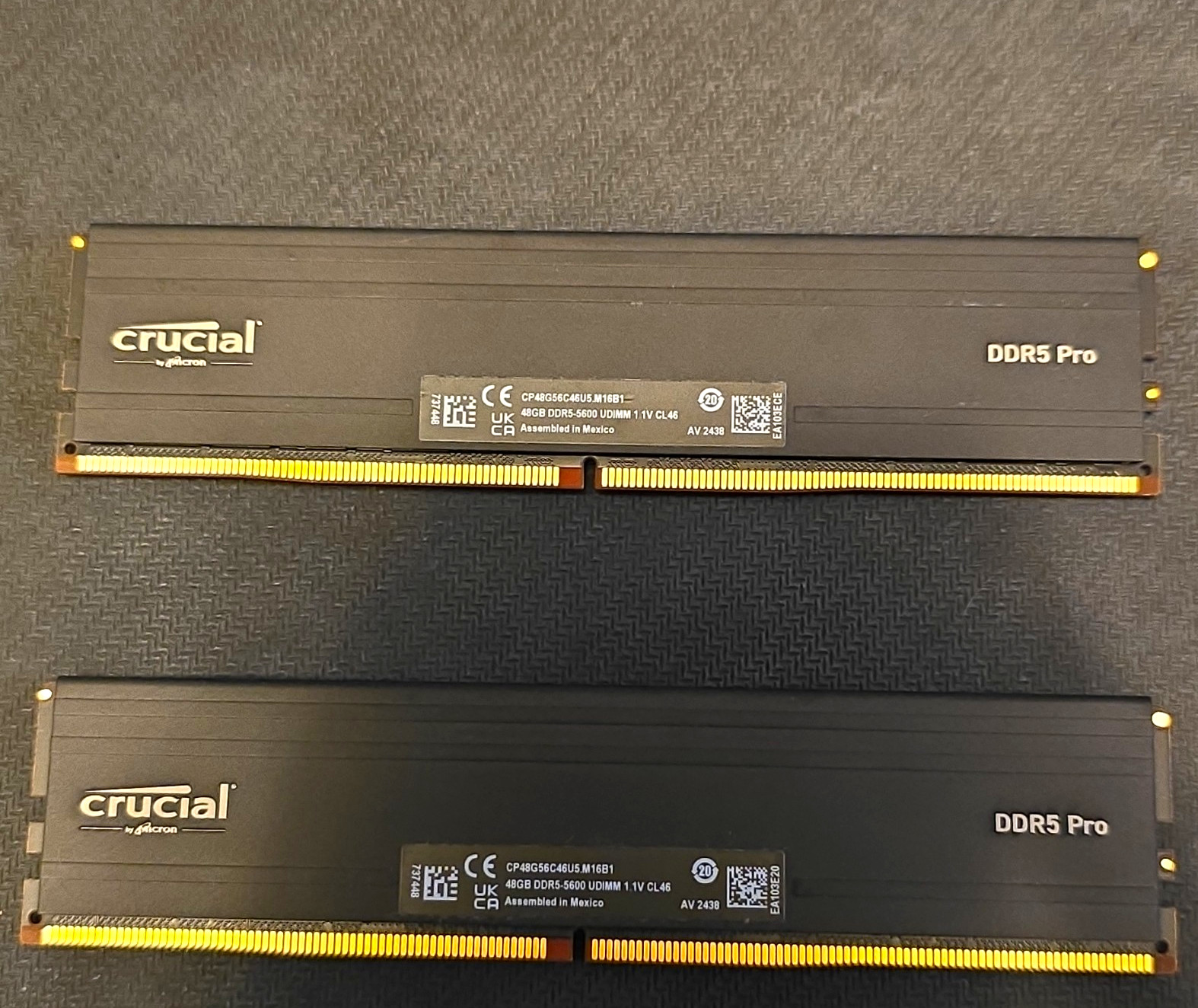 Crucial DDR5 Pro 96GB (2x48GB) DDR5-5600 UDIMM CL46 288-Pin RAM
