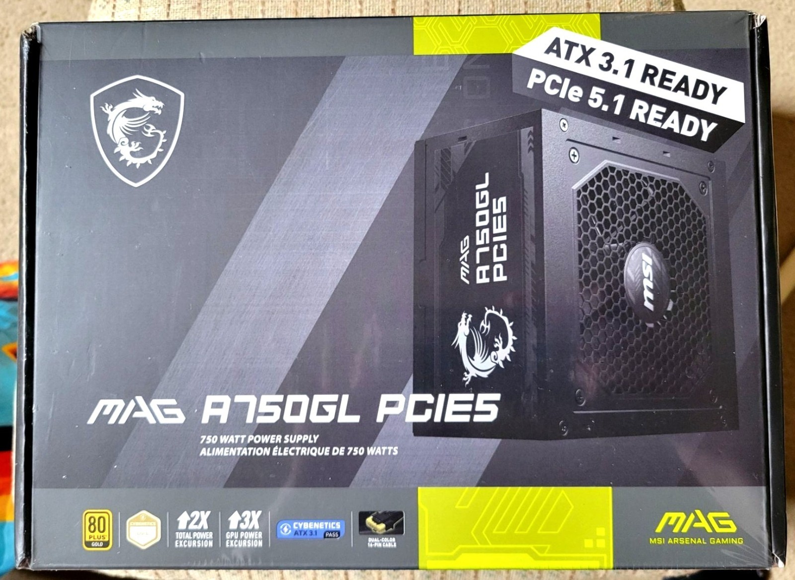 MSI MAG A750GL PCIE5 Fully Modular Compact Gaming 750W Power Supply 80+ Gold
