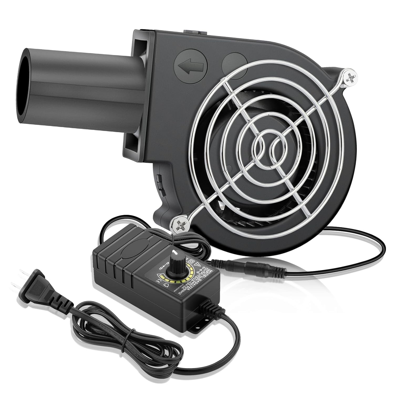 97mm x 33mm BBQ Blower Fan 12V with 120V – 240V AC Plug Variable Speed Controlle