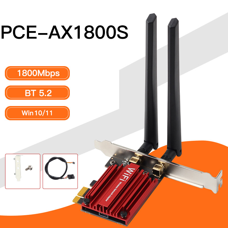 PCIe WiFi 6 AX1800Mbps MT7921 WiFi Bluetooth Adapter for Desktop PCI-E WiFi Card