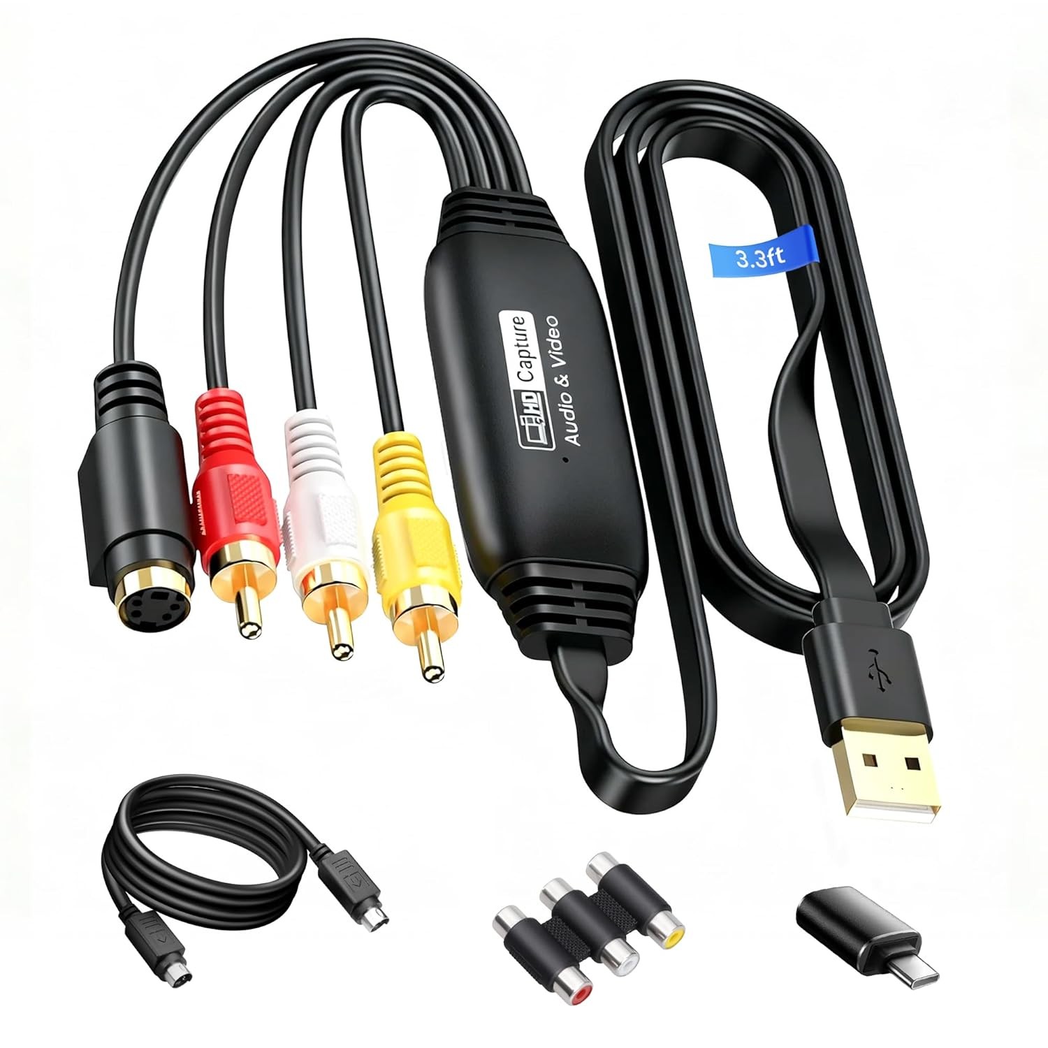 VHS to Digital Converter USB 2.0 Video Capture Card RCA AV to USB Audio