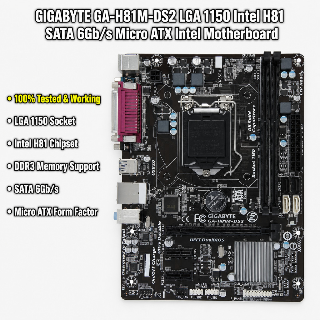 GIGABYTE GA-H81M-DS2 LGA 1150 Intel H81 SATA 6Gb/s Micro ATX Intel Motherboard