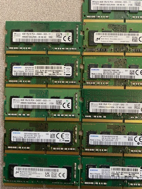 LOT of 50 MIXED BRANDS AND SPEEDS DDR4 4GB LAPTOP
