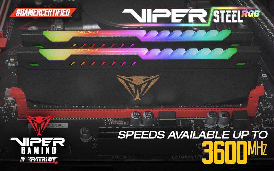 Patriot Viper Steel RGB 16GB 32GB 64GB PC RAM DDR4 3200 3600 288-Pin Memory DIMM