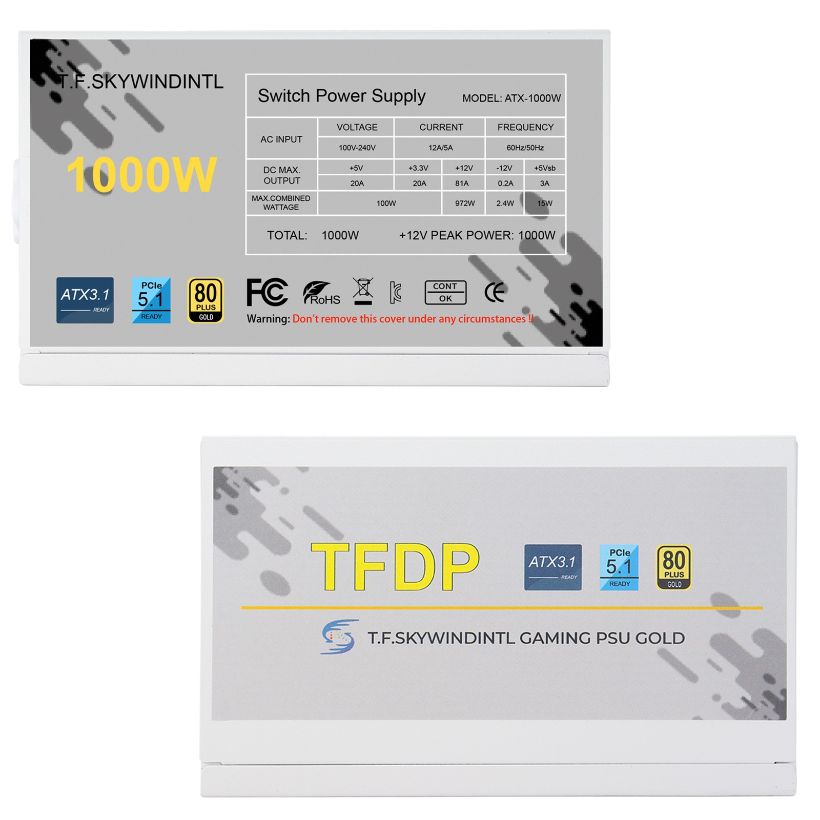 1000W Fully Modular Power Supply 80+ Gold, ATX 3.1&PCIe 5.1, Low-Noise Smart Fan