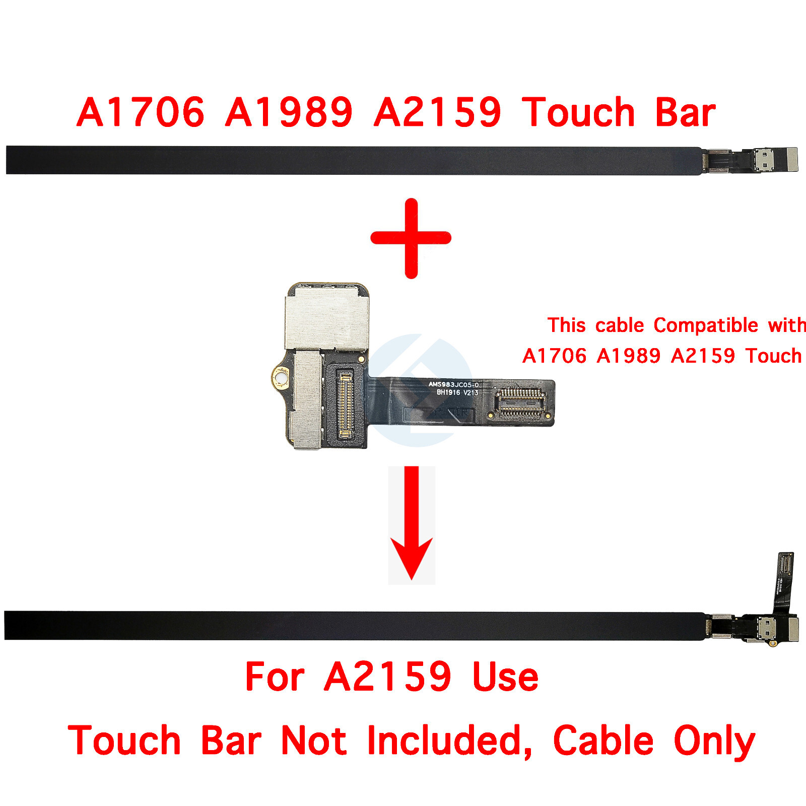 USED LED Touch Bar Cable AMS983JC05-0 for Macbook Pro 13″ A2159 2019 MUHN2LL/A*