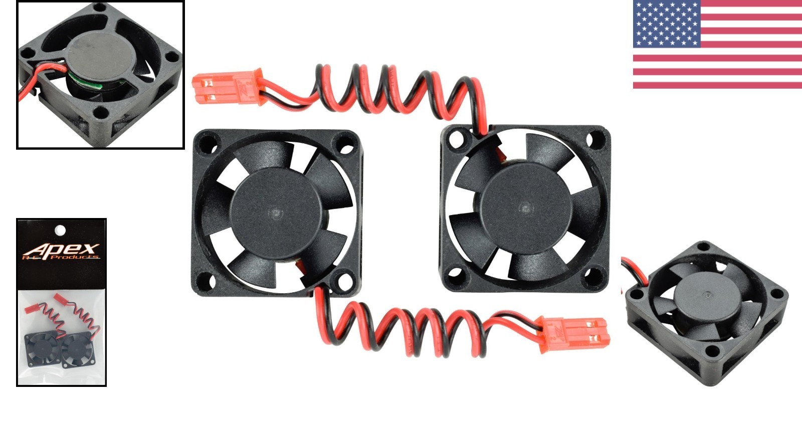 Motor/ESC Cooling Fan 30x30x10mm 2 Pack with JST Connector for Receivers
