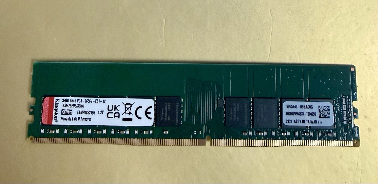 Kingston KSM26ED8/32HA 32GB DDR4, 2666MHz, ECC UDIMM Server Memory